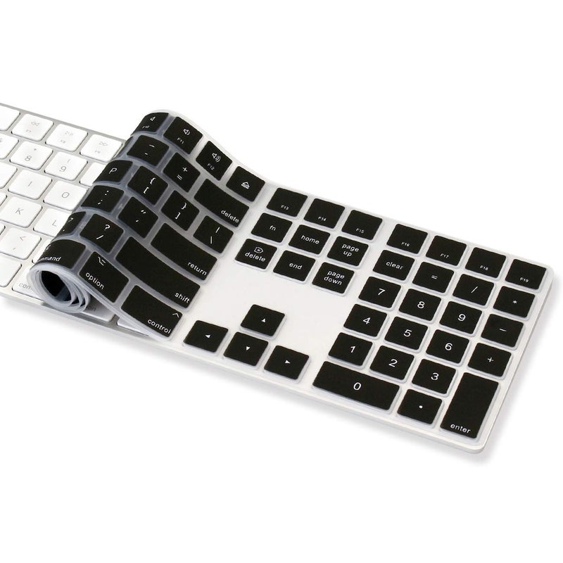 ProElife Ultra Thin Silicone Keyboard Cover Protector for 2019-2017 Apple iMac Magic Keyboard with Numeric Keypad A1843 Full Size Wireless Bluetooth Numeric Keyboard, US Enter (Black) - Image 5